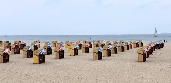 Strand vom Travemünde mit vielen Strandkörben